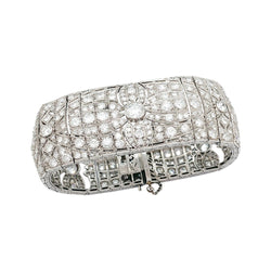 Bracelet Manchette Art Déco en platine et diamants - Castafiore
