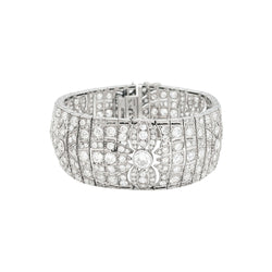 Bracelet Manchette Art Déco en platine et diamants - Castafiore