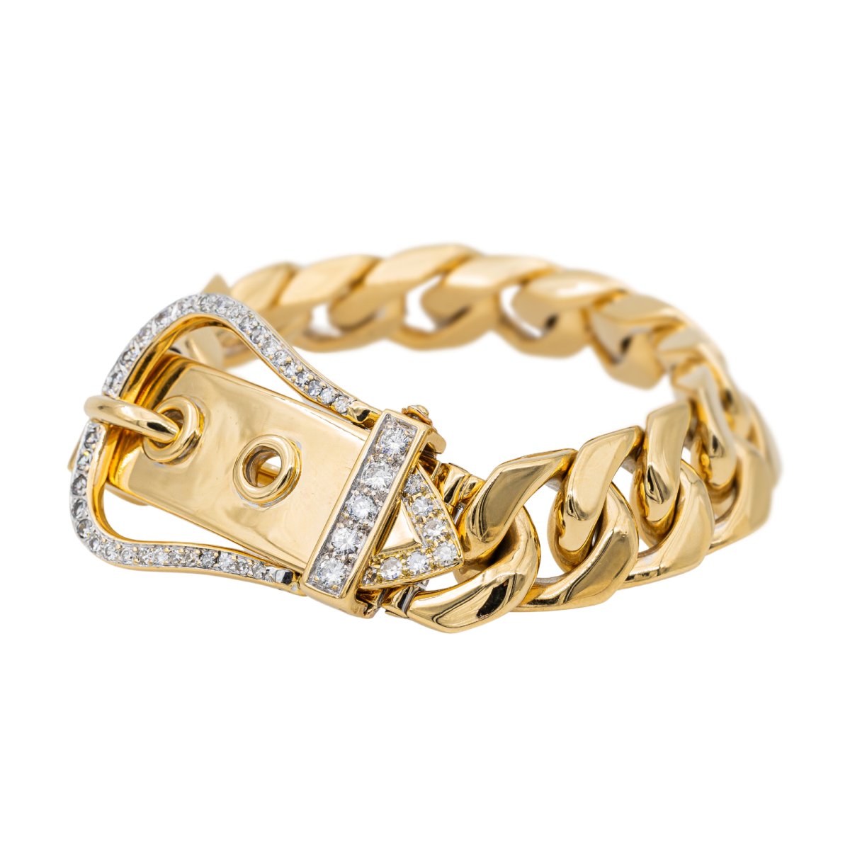 Bracelet Manchette ceinture en or jaune et iamant - Castafiore
