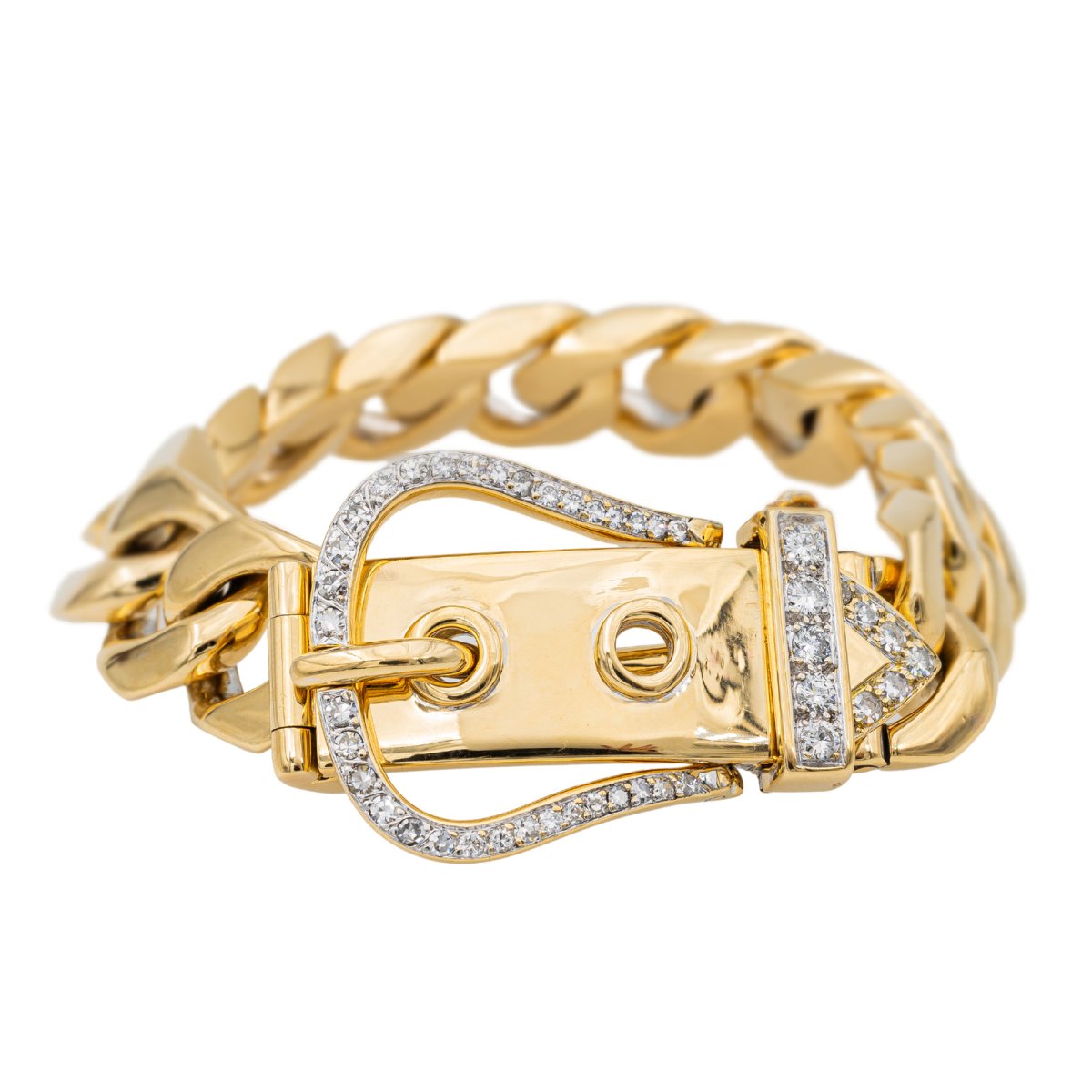 Bracelet Manchette ceinture en or jaune et iamant - Castafiore