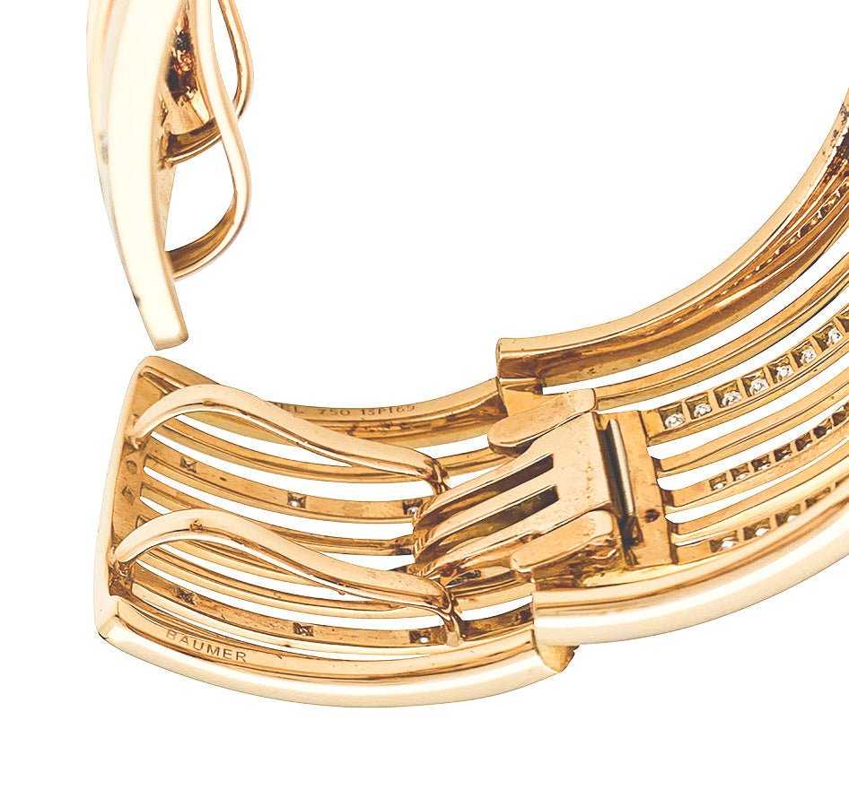 Bracelet Manchette CHANEL , "San Marco" or rose, diamants et spinelles - Castafiore