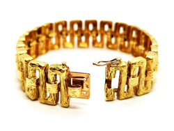 Bracelet Manchette frise grecque en or jaune - Castafiore
