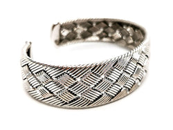 Bracelet Manchette HERMÈS tressé en or blanc - Castafiore