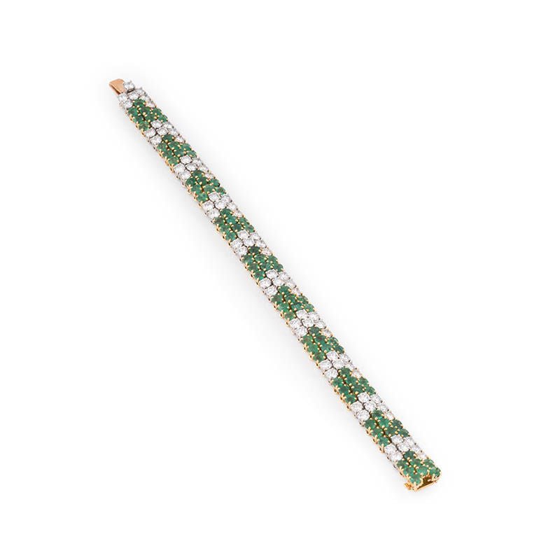 Bracelet Or et Platine, diamants et émeraudes - Castafiore