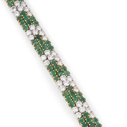 Bracelet Or et Platine, diamants et émeraudes - Castafiore