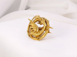 Broche ancienne chimère en or 18k et perle fine - fin du XIXe siècle - Castafiore