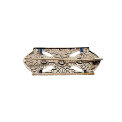 Broche Art déco en platine, or blanc, saphirs et diamants - Castafiore