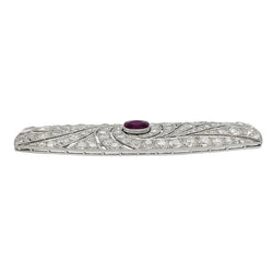 Broche Art Déco en platine, rubis et diamants - Castafiore