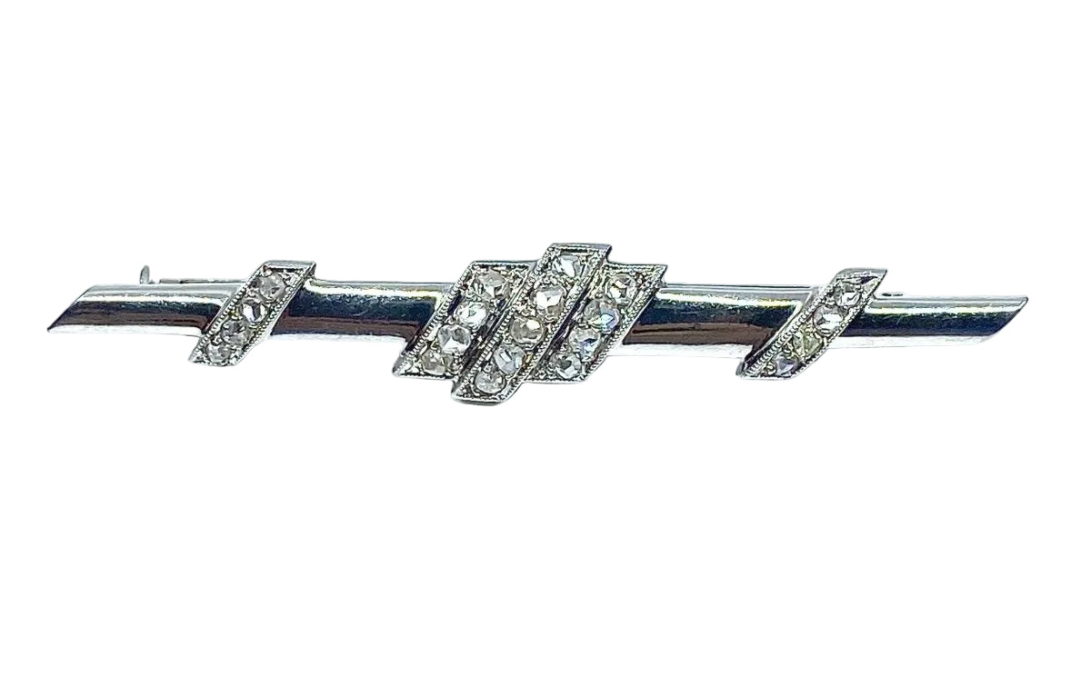 Broche barette en platine et diamants, vers 1900 - Castafiore
