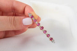 Broche Barrette Ancienne en Or, Diamants et Saphirs Roses - Castafiore