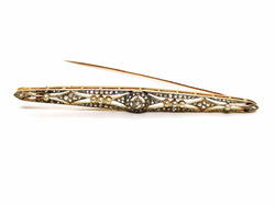 Broche Barrette Art déco 3 ors et diamants - Castafiore
