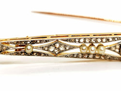 Broche Barrette Art déco 3 ors et diamants - Castafiore