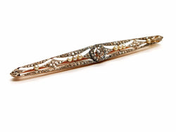 Broche Barrette Art déco 3 ors et diamants - Castafiore