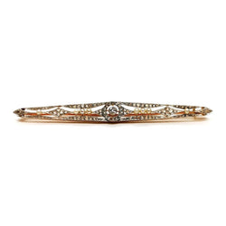 Broche Barrette Art déco 3 ors et diamants - Castafiore