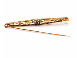 Broche Barrette Art déco 3 ors et diamants - Castafiore
