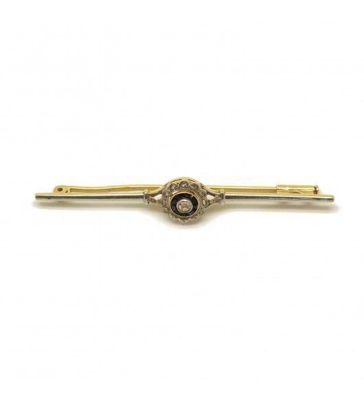 Broche Barrette en or blanc, platine, diamants et saphirs - Castafiore