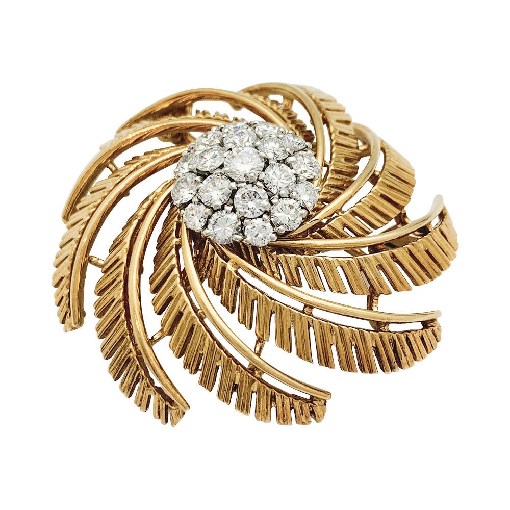 Broche Cartier en or jaune et diamants - Castafiore