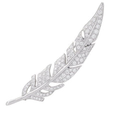 Broche CHAUMET "Plume" en or blanc et diamants - Castafiore