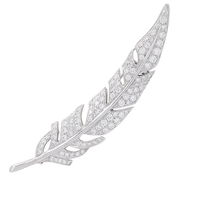 Broche CHAUMET "Plume" en or blanc et diamants - Castafiore