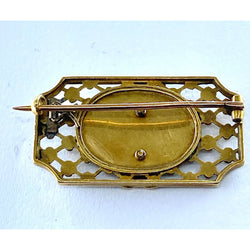 Broche en or 18 carats : panier fleuri , émail bleu et blanc.Napoléon III. - Castafiore
