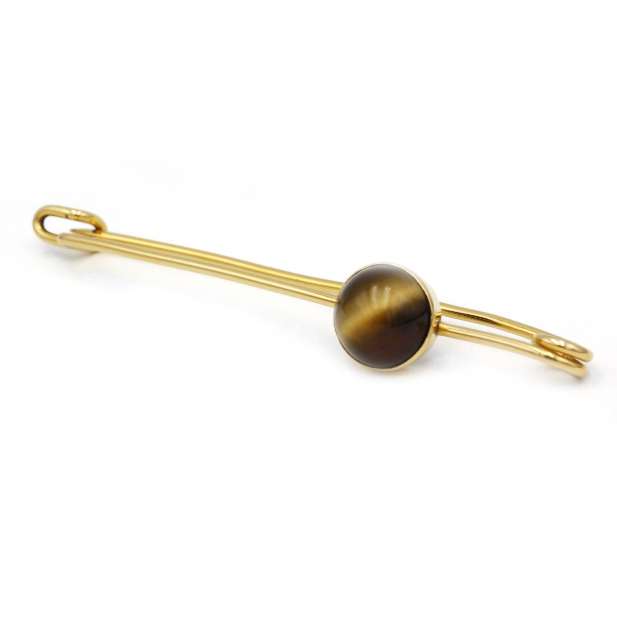 Broche Epingle en or jaune et oeil de tigre - Castafiore