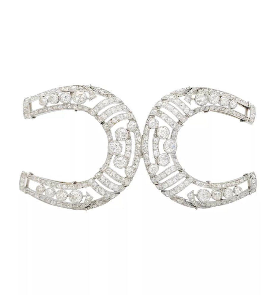 Broche "Fers à Cheval" en platine et diamants - Castafiore