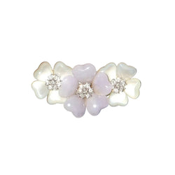 Broche fleurs nacre, jade et diamants - Castafiore