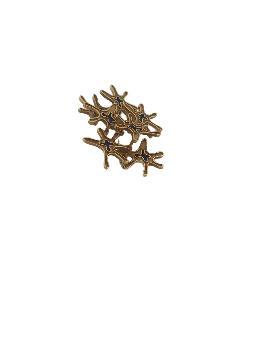 Broche HERMÈS en or jaune et émail - Castafiore