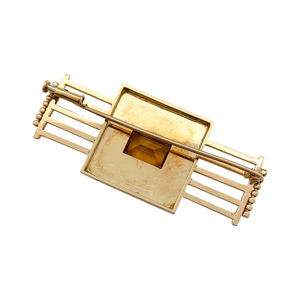 Broche Jean Desprès en or rose et citrine - Castafiore