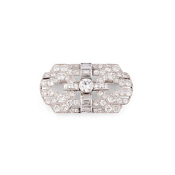 Broche "plaque" Art Déco en platine et diamants - Castafiore