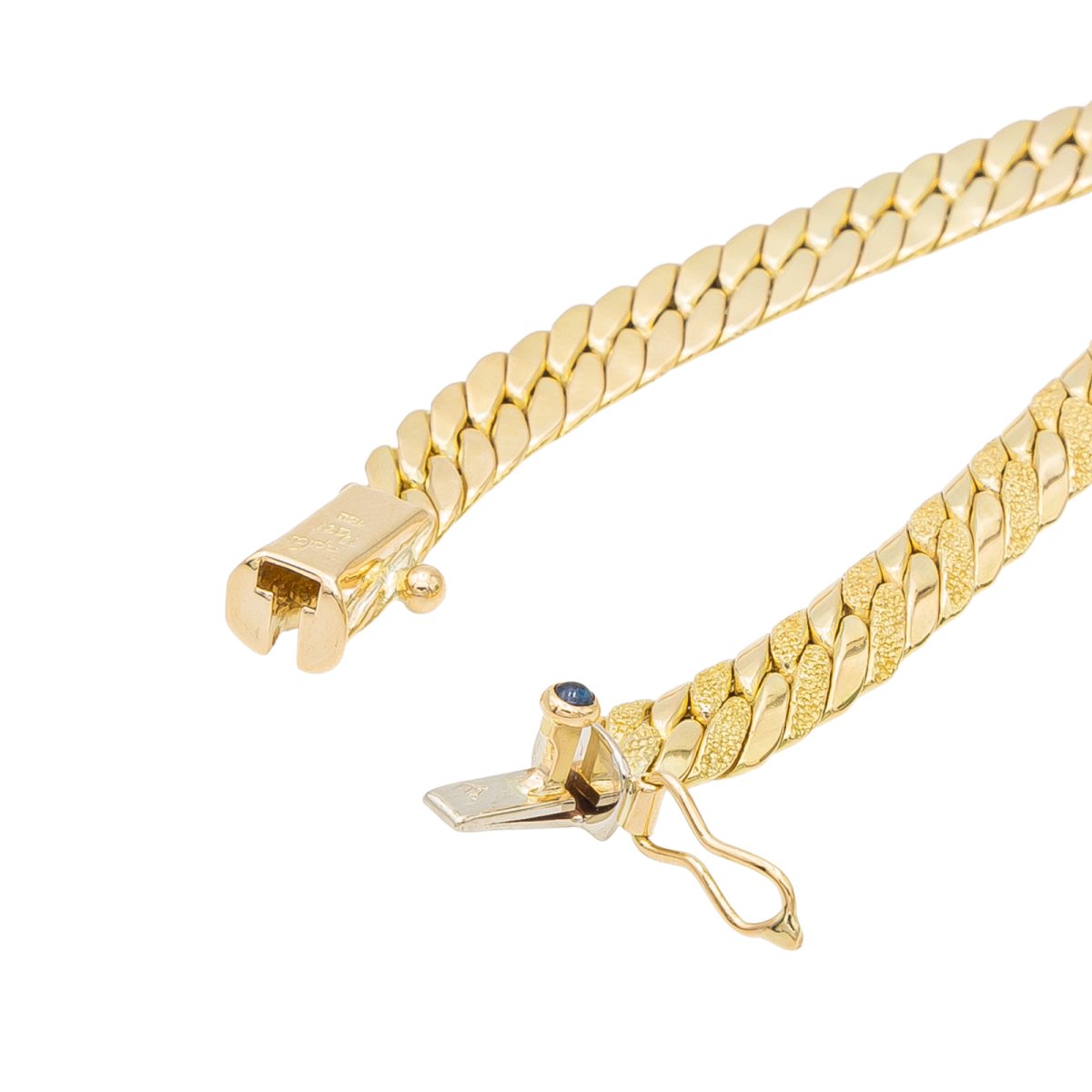Caplain Saint André Collier Maille anglaise Or jaune Saphir - Castafiore