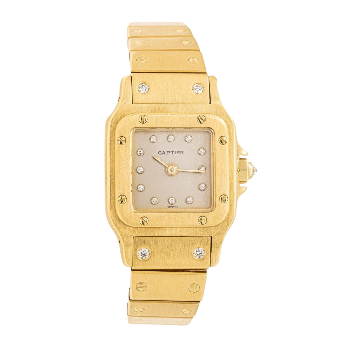 Cartier Montre Automatique Santos Or jaune Diamant - Castafiore