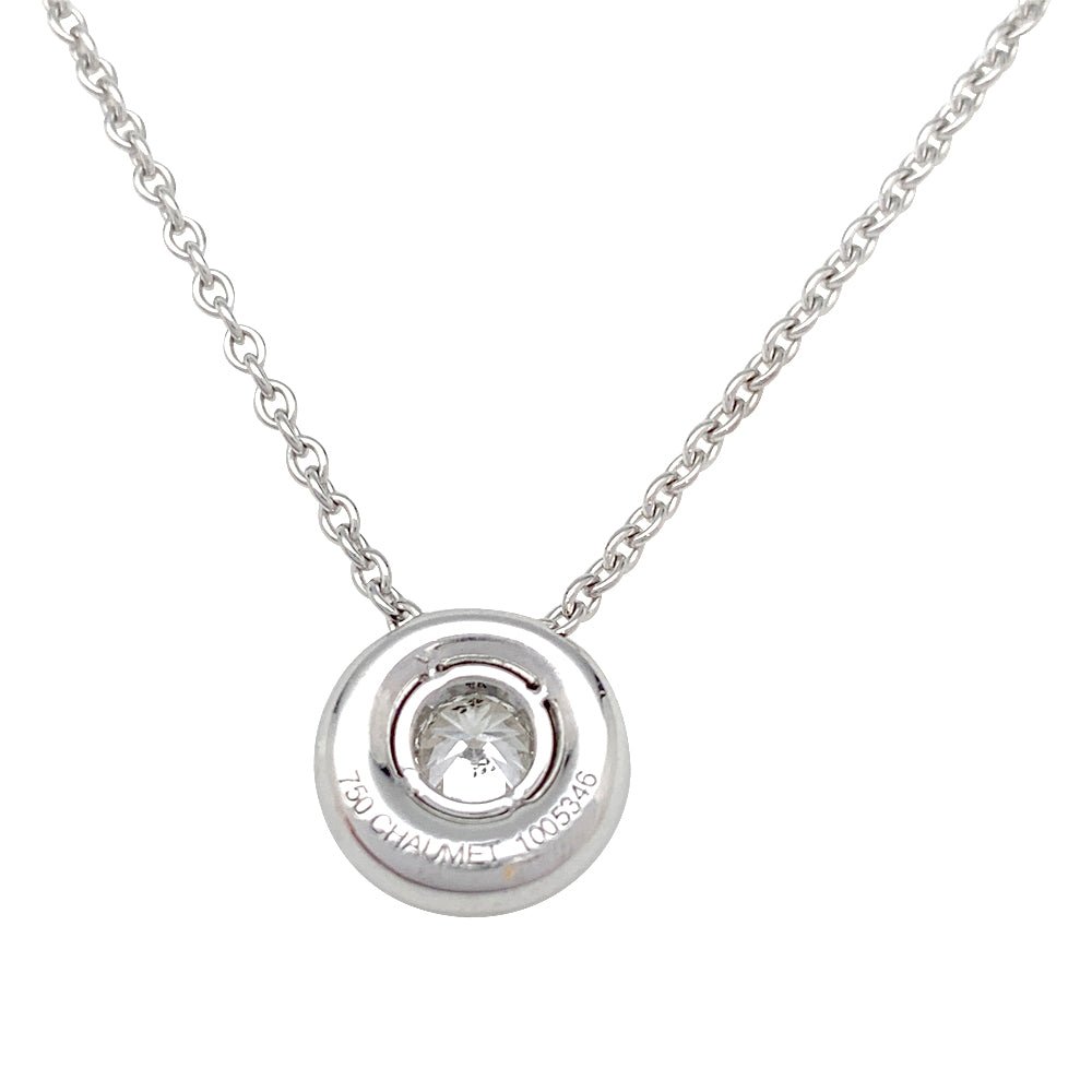 Chaîne et pendentif Chaumet modèle "Anneau" en or blanc, diamant - Castafiore