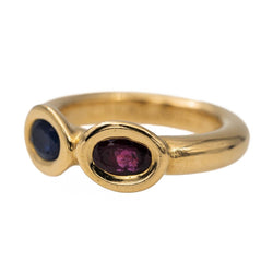Chaumet Bague Toi et moi en or jaune saphir et rubis - Castafiore