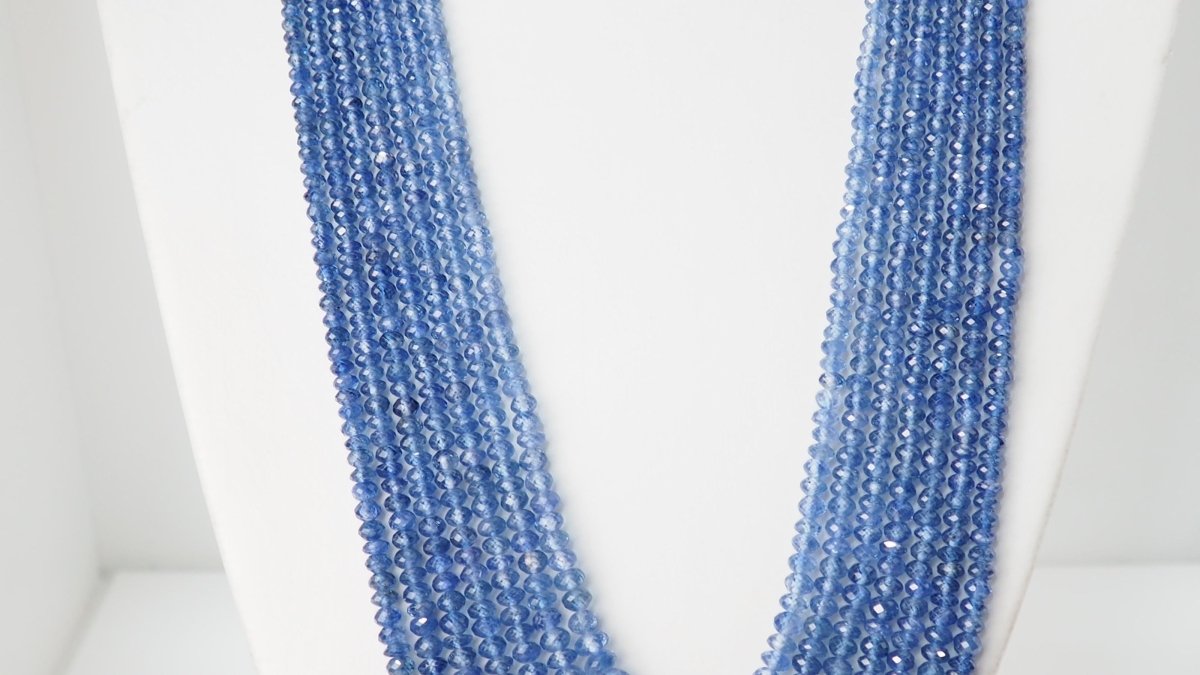 Collier 7 rangs de saphirs or jaune et perles de culture - Castafiore