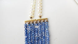 Collier 7 rangs de saphirs or jaune et perles de culture - Castafiore