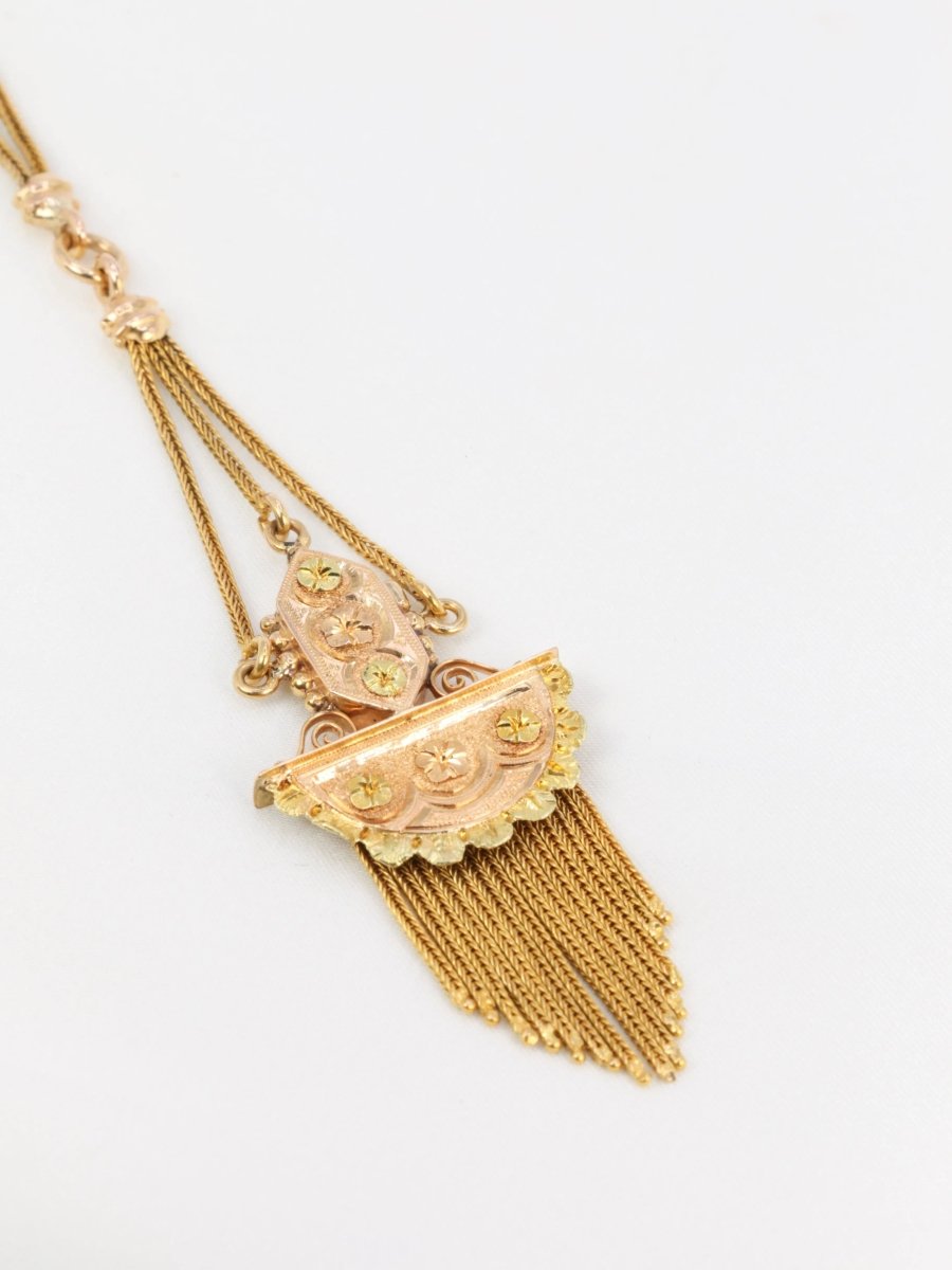 Collier à frange Napoléon III en or jaune et rose - Castafiore