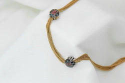 Collier ancien - Chaîne giletière en or, émail et rubis - Castafiore