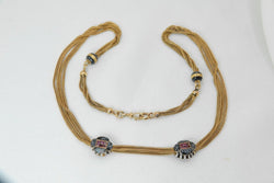 Collier ancien - Chaîne giletière en or, émail et rubis - Castafiore