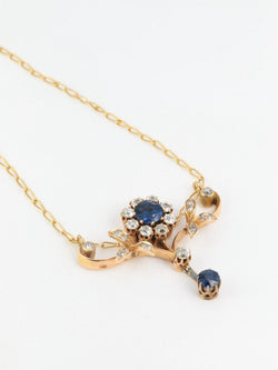 Collier Art Nouveau Fleur en or, saphirs et diamants - Castafiore