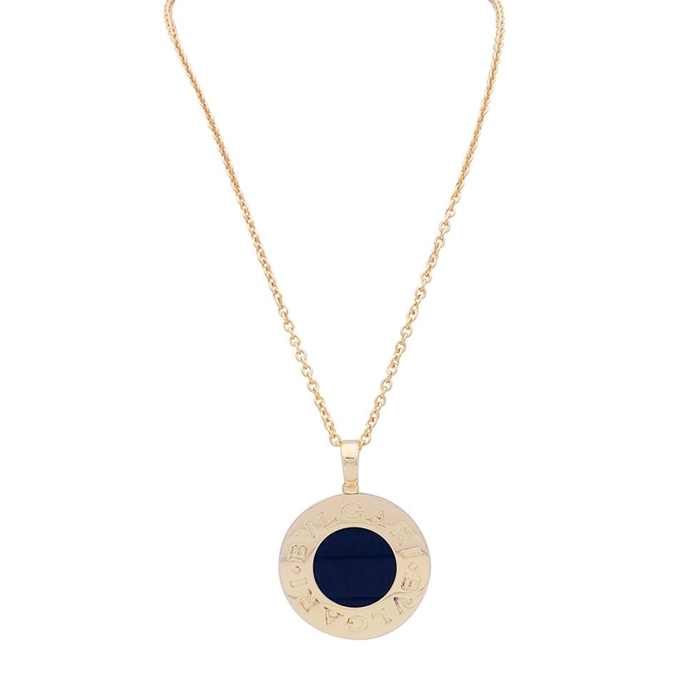 Collier BULGARI "Bulgari Bulgari" en or jaune, acier et onyx - Castafiore