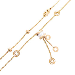 Collier Bulgari, "BZERO1", or rose, céramique blanche et diamants. - Castafiore