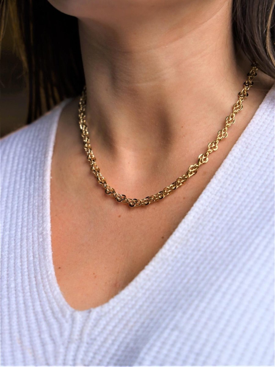 Collier Chaîne maille fantaisie en or jaune - Castafiore