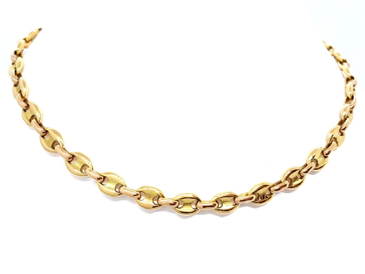 Collier Chaîne maille grain de café en 2 ors - Castafiore