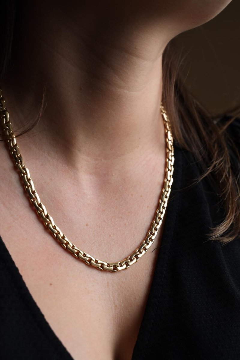 Collier Chaîne maille haricot en or jaune - Castafiore