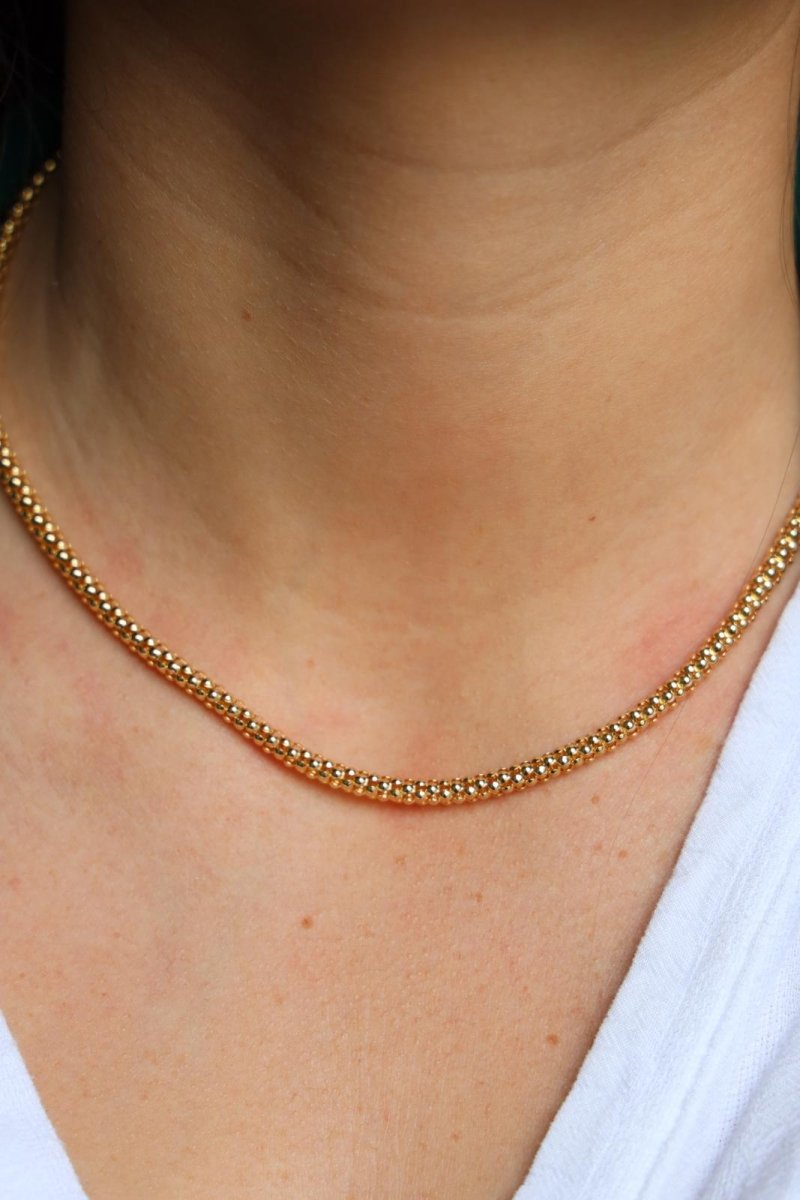Collier Chaîne maille popcorn en or jaune - Castafiore