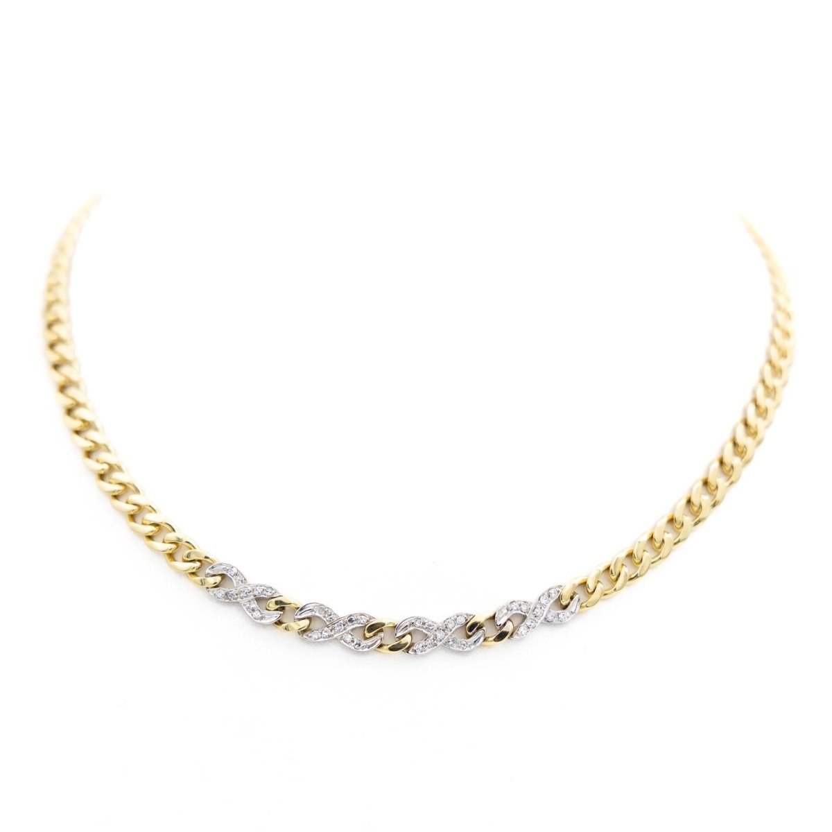 Collier Chaîne motif infini en 2 ors et diamants - Castafiore