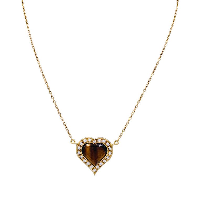 Collier, "Coeur", or jaune, oeil de tigre, diamants - Castafiore