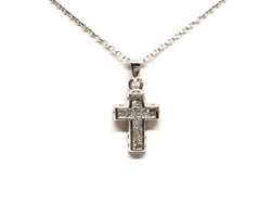Collier Croix Or blanc Diamant - Castafiore