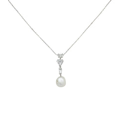 Collier diamants et perle fine, or blanc - Castafiore